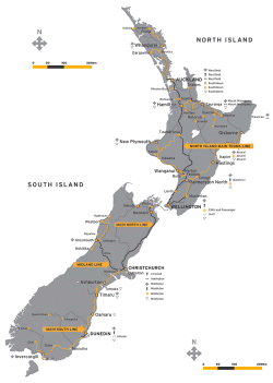 ニュージーランドレイルマップ